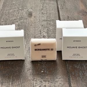BYREDO MOJAVE GHOST + LE LABO BERGAMOTE Soap Bar Toiletry Amenity 6pc Set